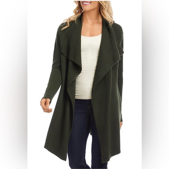 Karen Kane Sweaters - NWOT Karen Kane Olive Draped Open-Front Cardigan, Size Large